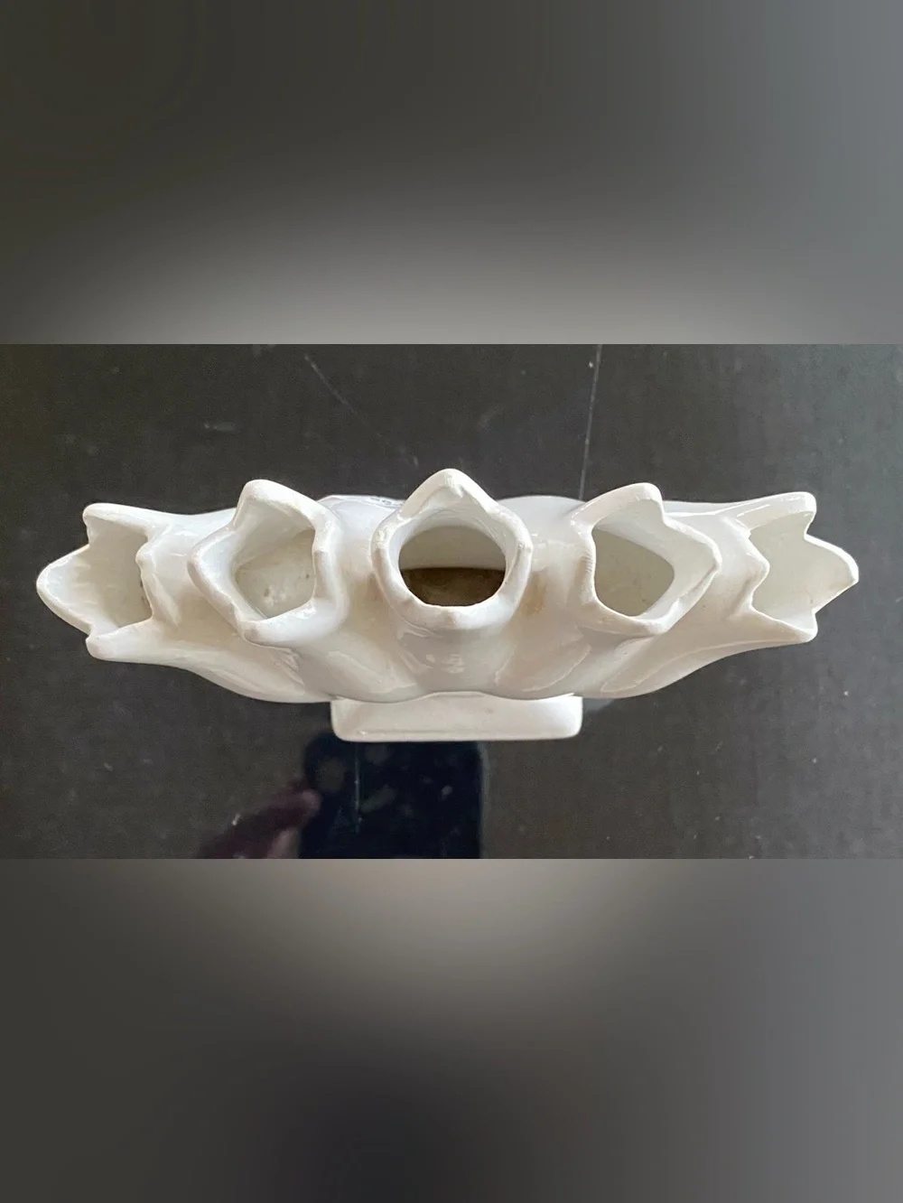 VTG ELPA Alcobaca White 5-Finger Scalloped Tulipiere Bud Vase Portugal